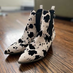 Francesca’s Cow Print Ankle Boots/Booties